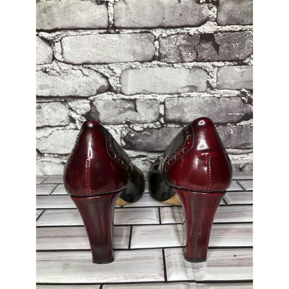 Mona Lisa Gray Blue Red Leather Pointed Toe Dress Heels Women’s Sz 37.5EU/7M US - Picture 4 of 16